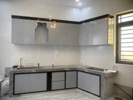 Thi công mẫu tủ bếp nhựa B33